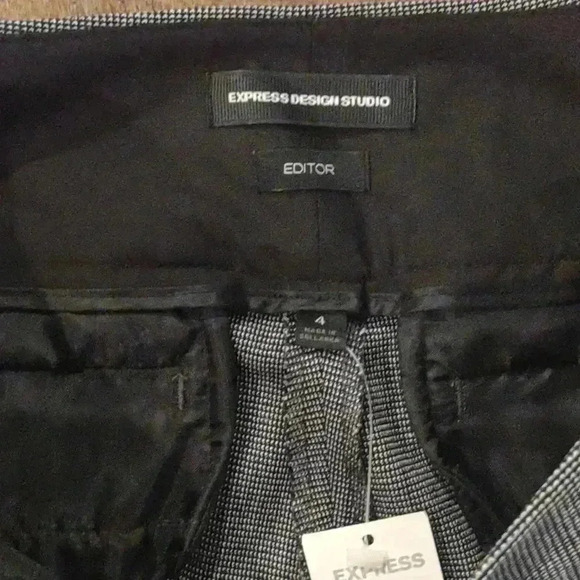 NWT Express Design Studio Editor wide waistband black white pant women's 4 - Picture 4 of 6